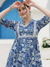 Women's Tropical Printed Cotton A-Line Dress-DRSOCEAN